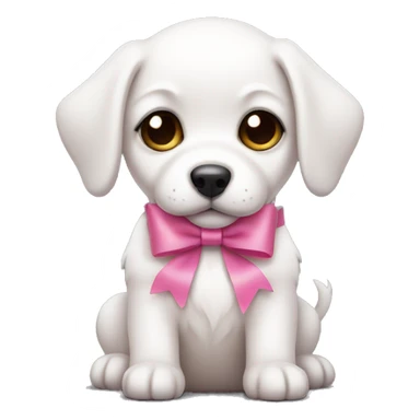 White puppy with pink bows sticker