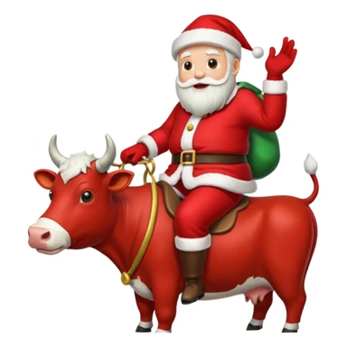 Santa on a cow sticker