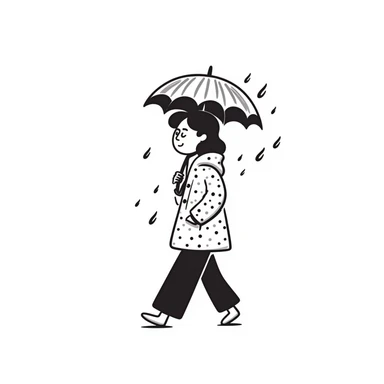 hand drawn spring rain shower with umbrella sticker