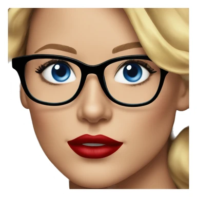 Blake lively blue eyes and black glasses with red lips smiling  sticker