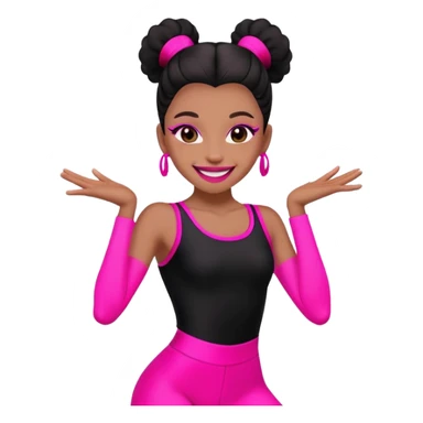 "A dancer in a black and neon pink outfit with a smile and a look of surprise." sticker