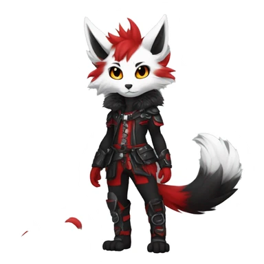 Anthro-Edgy-Cool-Dark-Black-White-Red-Contrast-Colors-Fantasy-Fur-Sona-Chibi-Shiny-Fakémon-Hybrid full body sticker
