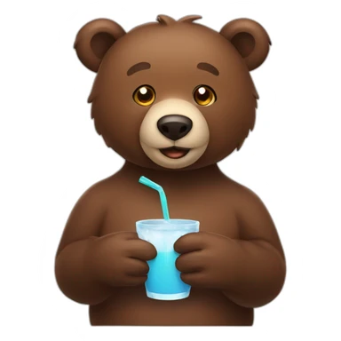 Brown bear making drinks sticker