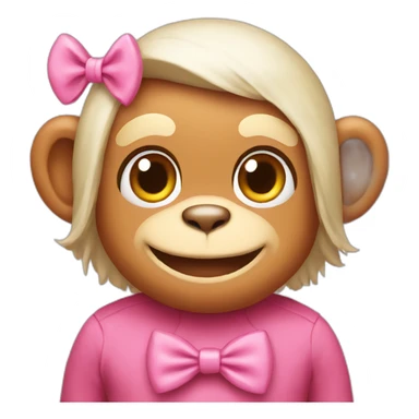 See no monkey wearing pink bow sticker