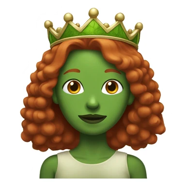 Green skin woman with red hair and crown sticker
