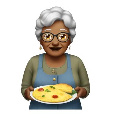 Grandmother with omelet with mushrooms  sticker