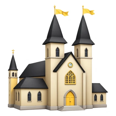 simple magic school, white background, magic school, black roof, with a big flag, big flag on a roof, big yellow flag, white school sticker