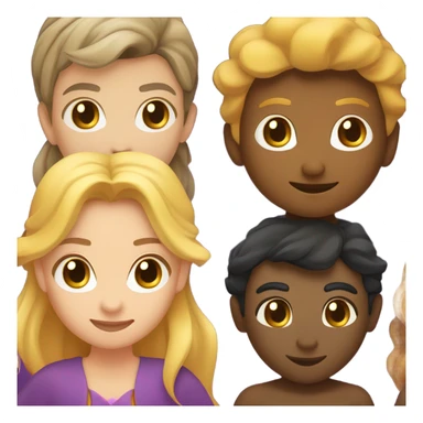 A female witch with light brown hair, a blonde female wizard, an Indian male merman, a female fairy with dark brown hair, shorter than the others, and a female siren with curly brown hair. sticker