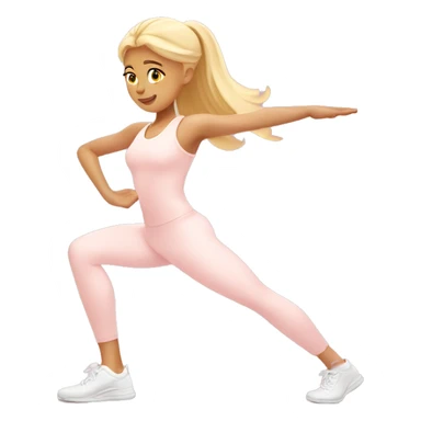 angelic blonde girl stretching in light pink gym  sticker