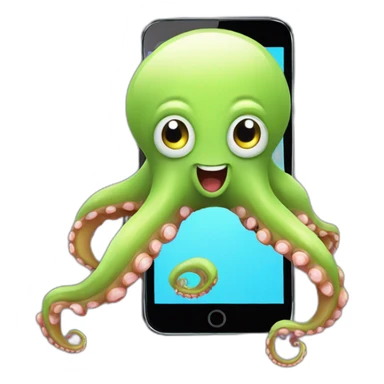 happy octopus talking with smartphone sticker