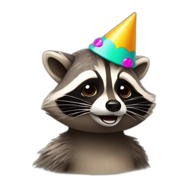 Raccoon with party hat sticker