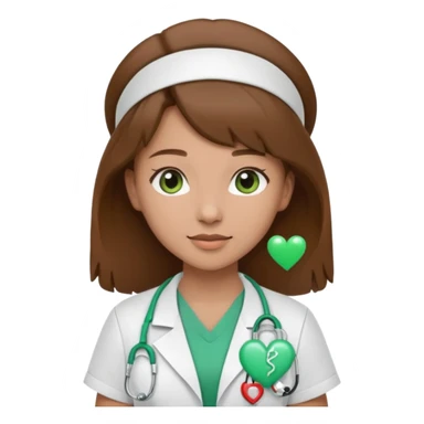 Brown hair Nurse with green heart and Gypsophila surround her  sticker
