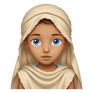 blue eyed desert child girl cowered with creme cloth sticker