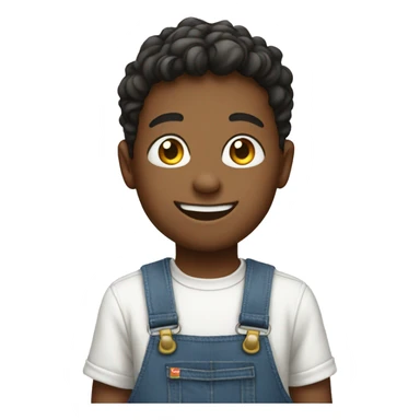 smiling boy in overalls sticker