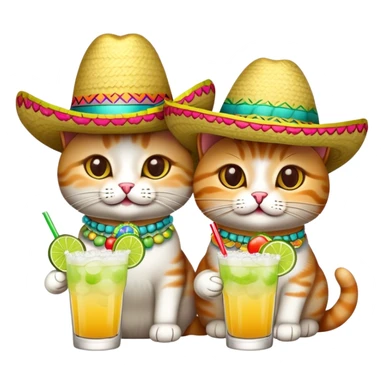 Two cats sitting at a table drinking margaritas sticker