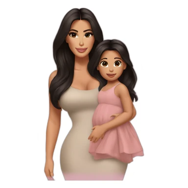Kim Kardashian with her daughter sticker