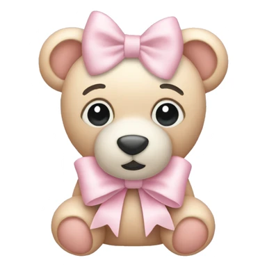 light light pastel pink bow with teddy bear  sticker