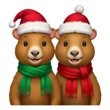  capybaras with christmas atire  sticker