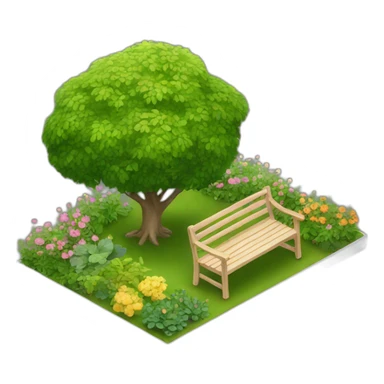 garden with lots of plants and a bench sticker