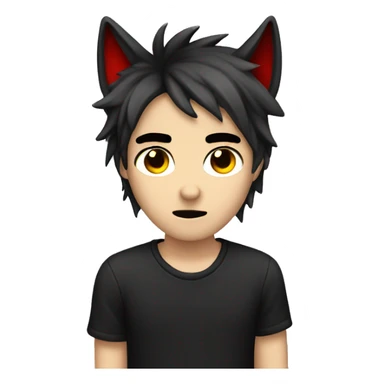Emo boy with wolf ears, red tips on sticker
