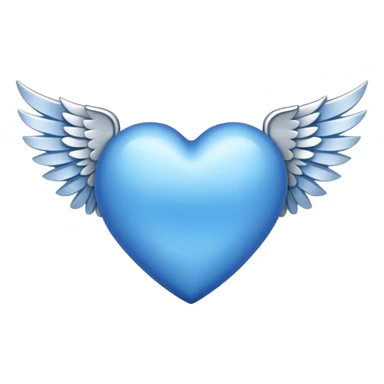 blue heart with silver wings sticker