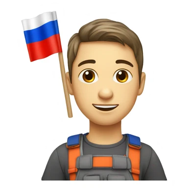 Jeune qui mange avec un drapeau russe sticker