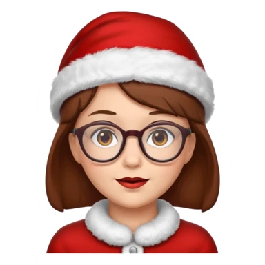female Santa Claus with glasses with brown short hair sticker
