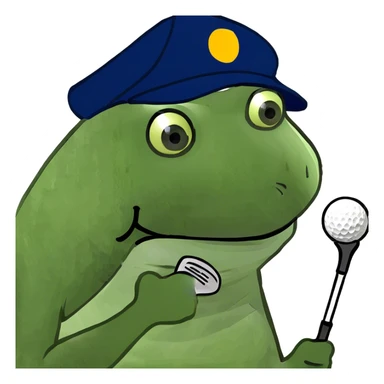 Bufo at work thinking of golf sticker