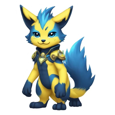 Anthro-Edgy-Cool-Blue-Yellow-Contrast-Colors-Fantasy-Fur-Sona-Chibi-Shiny-Fakémon-Hybrid full body sticker