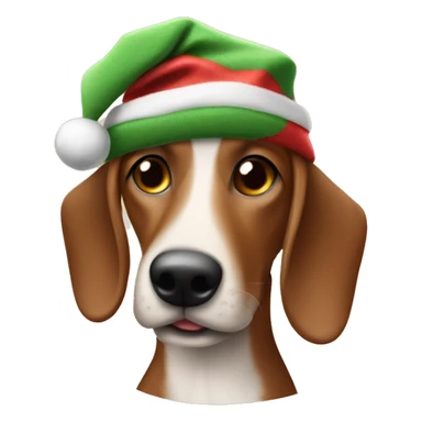 perro salchicha cafe pelo corto con gorro de navidad sticker