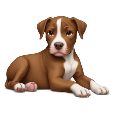 Brown Pitbull puppy laying  sticker