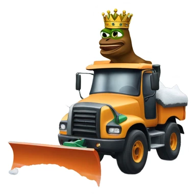 King pepe driving a snow plow sticker