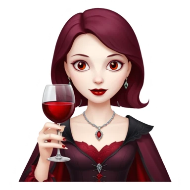 Vampire lady with wine glass sticker