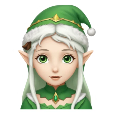 elf girl with elf hat, white hair sticker