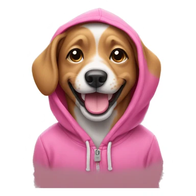 Dog smiling with a pink hoodie  sticker