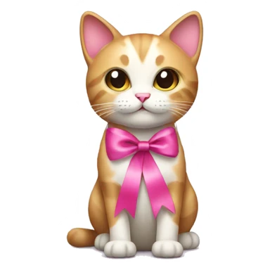 cat with pink ribbon sticker