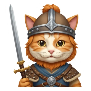 Viking Cat in viking hat holding tiny sword sticker