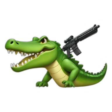 A crocodile with an gun sticker