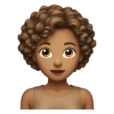 Carmel skin girl with short curly hair with brown eyes sticker