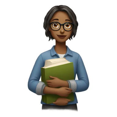 girl wearing glasses and book sticker