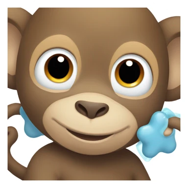 Light brown body, light blue eyes, baby monkey, jellycat stuffed animal sticker