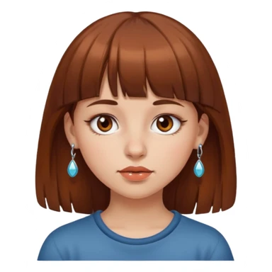 i want an emoji of a girl, with brown bangs for hair and a piercing on her nose sticker