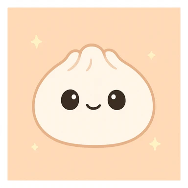 simple and cute dumpling, soft white color, rounded shape, subtle smile, minimal details sticker