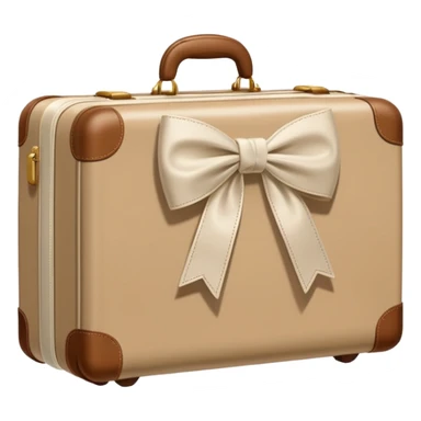 Beige luggage with white bow  sticker