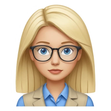 Blonde avec yeux bleus qui est architecte , cheveux lisses sticker