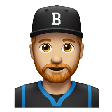 35 years old, male, red hair, black basketball hat, blue eyes, pale complexion, thick beard and thin mustache sticker