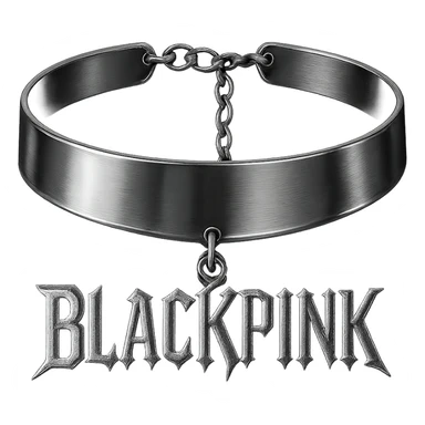 BLACKPINK-inspired gothic choker, no hearts, black and pink, shiny and dramatic, chrome style sticker