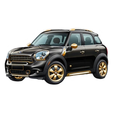 Black mini countryman with gold accents sticker