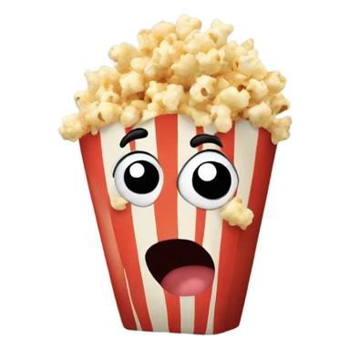 Cartoon popcorn with funny face, emoji style sticker