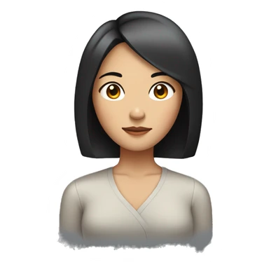 an asian women with short black hair with length in between ears and shoulder and straight style sticker